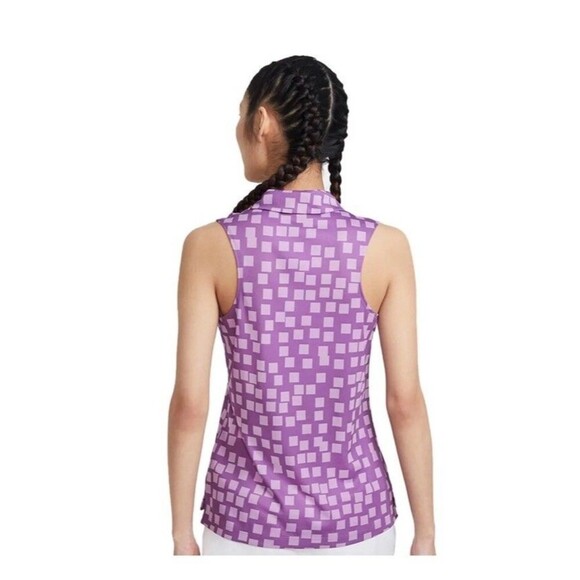 NIKE Women's Dri-FIT Grid Print Sleeveless Golf Shirt Medium Purple NEW Active - Picture 6 of 13